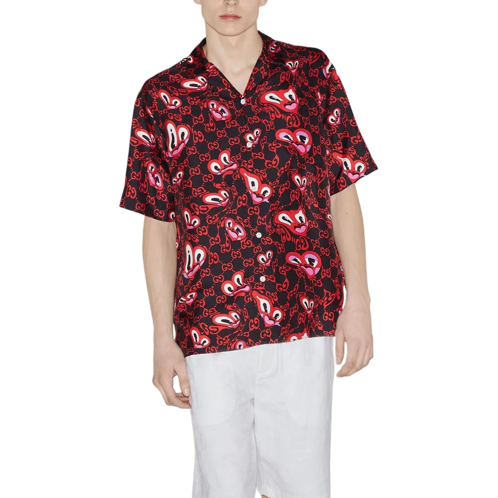 Gucci GG Hearts Silk Bowling Shirt 'Black Red' 782500-ZAQEB-1072 sold by KicksCrew product image thumbnail 2