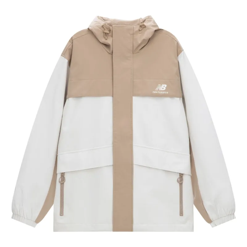 New Balance Logo Urban Remix Woven Jacket 'White Beige' AMJ33359-BNN sold by KicksCrew