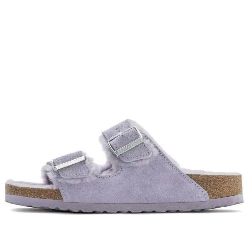 (WMNS) Birkenstock Arizona Shearling Suede Leather Narrow Fit 'Purple Fog' 1023256 sold by KicksCrew