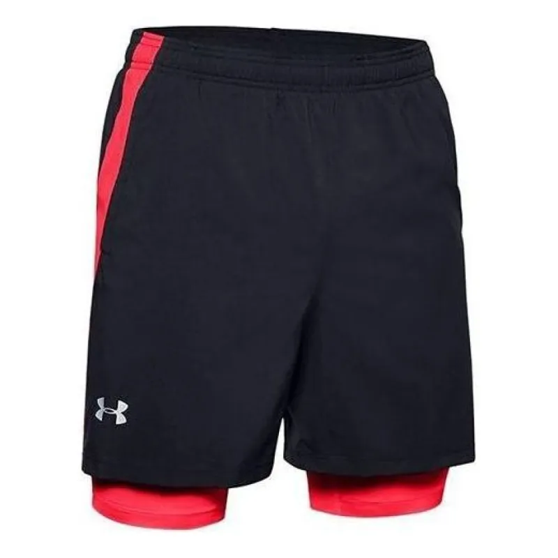 Under Armour Launch SW 2in1 Shorts 'Black Red' 1326576-003 sold by KicksCrew