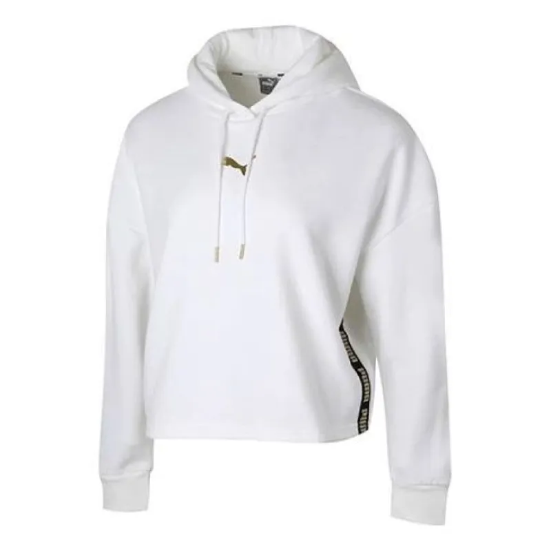 (WMNS) Puma Metallic Nights Hoodie 'White Gold' 587148-02 sold by KicksCrew