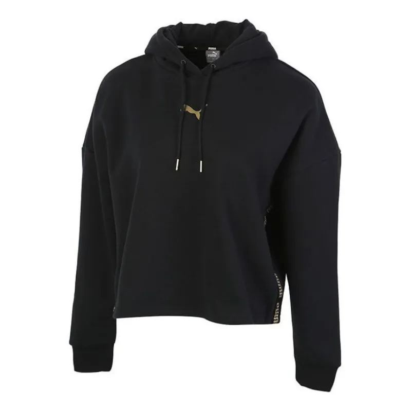 (WMNS) Puma Metallic Nights Hoodie 'Black Gold' 587148-01 sold by KicksCrew