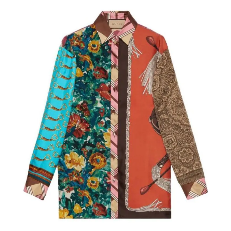 (WMNS) Gucci Heritage Patchwork Print Silk Shirt 'Multi-Color' 764920-ZAPLX-4759 sold by KicksCrew