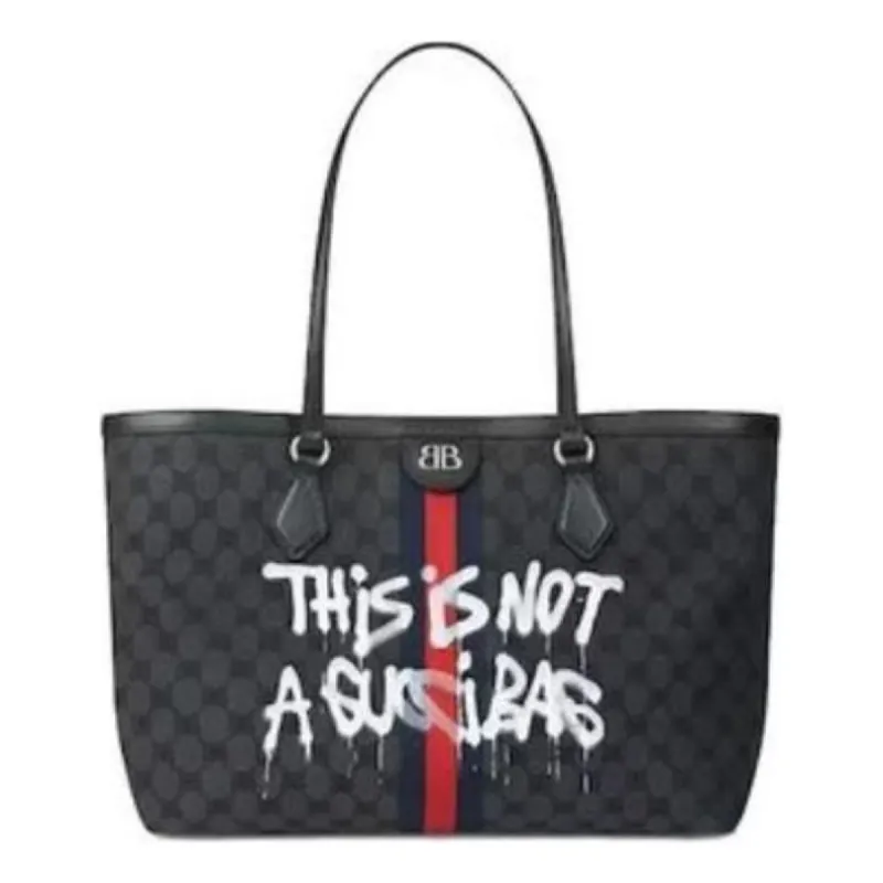 Gucci x Balenciaga The Hacker Project Graffiti Medium Tote Bag 'Black' 680125-2104T-1169 sold by KicksCrew