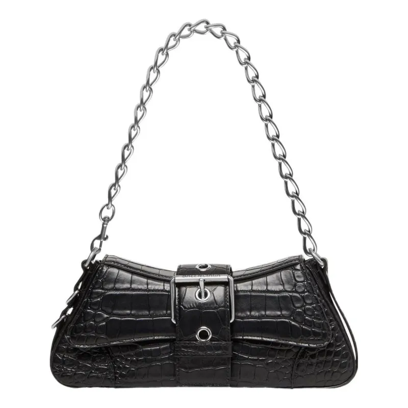 (WMNS) Balenciaga Lindsay Small Crocodile Embossed Shoulder Bag 'Black' 701141210C91000 sold by KicksCrew