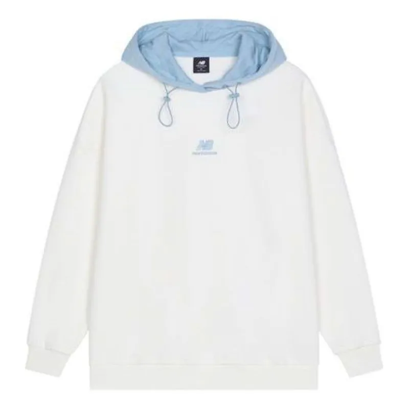 (WMNS) New Balance Logo Fleece Hoodie 'White Blue' AWT13346-AS9 sold by KicksCrew