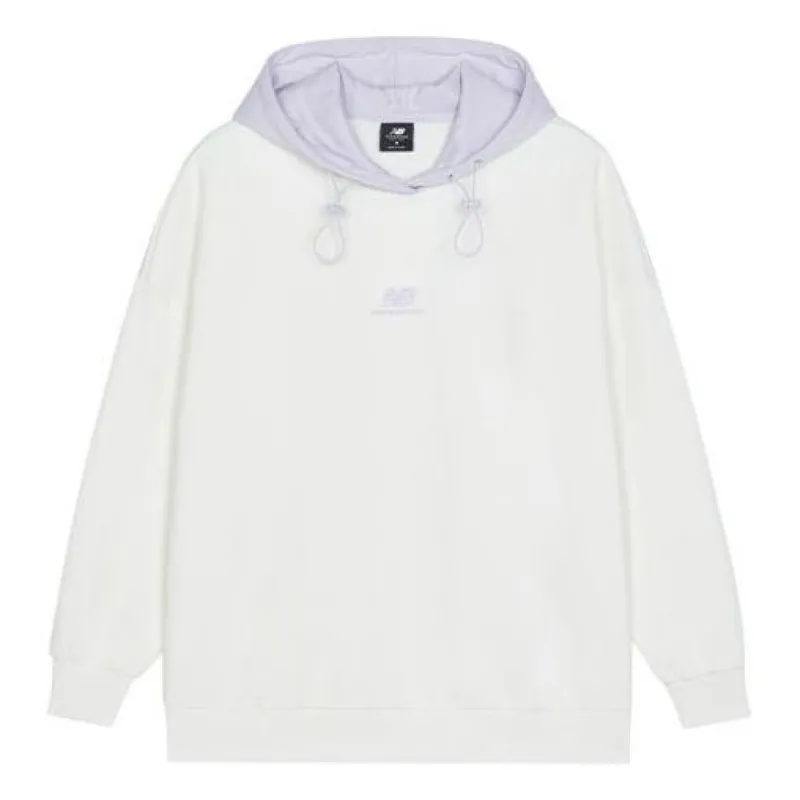 (WMNS) New Balance Logo Fleece Hoodie 'White Lilac' AWT13346-AS8 sold by KicksCrew