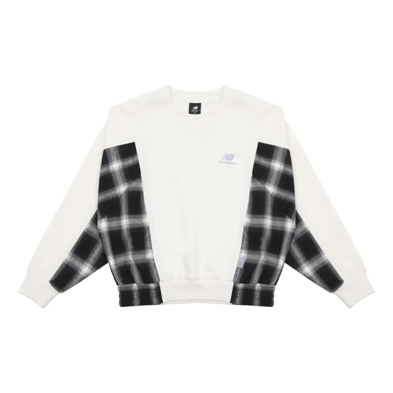 (WMNS) New Balance Casual Colorblock Crew Neck Top 'White Black' AWT13336-IV sold by KicksCrew