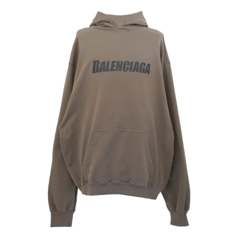 Balenciaga Boxy Logo Hoodie 'Taupe Black' 729361TNVL27761 sold by KicksCrew
