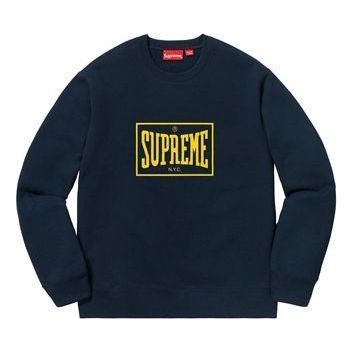 Supreme Warm Up Crewneck 'Navy Yellow' SUP-SS19-413 sold by KicksCrew