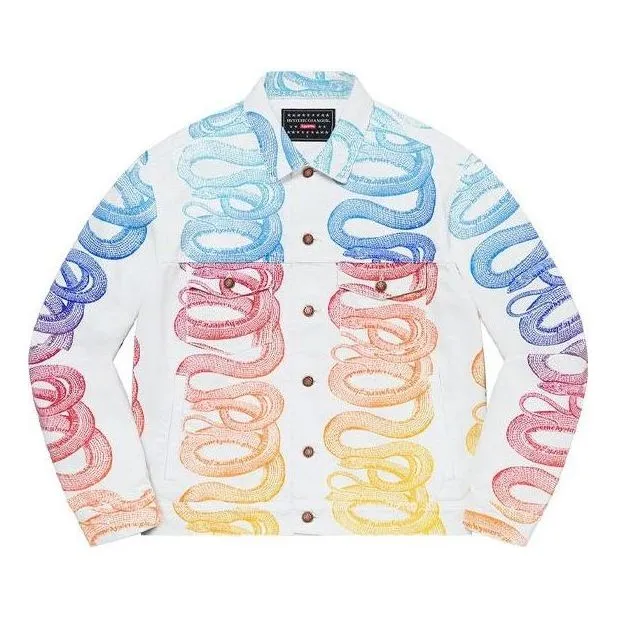 Supreme x HYSTERIC GLAMOUR Snake Denim Trucker Jacket 'White Blue Pink Yellow' SUP-SS21-534 sold by KicksCrew