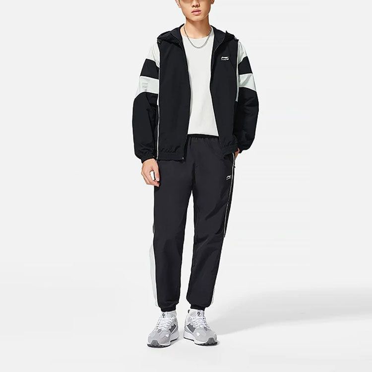 Li-Ning Lifestyle Loose Woven Jogging Pants 'Black White' AYKS837-3 sold by KicksCrew product image thumbnail 3