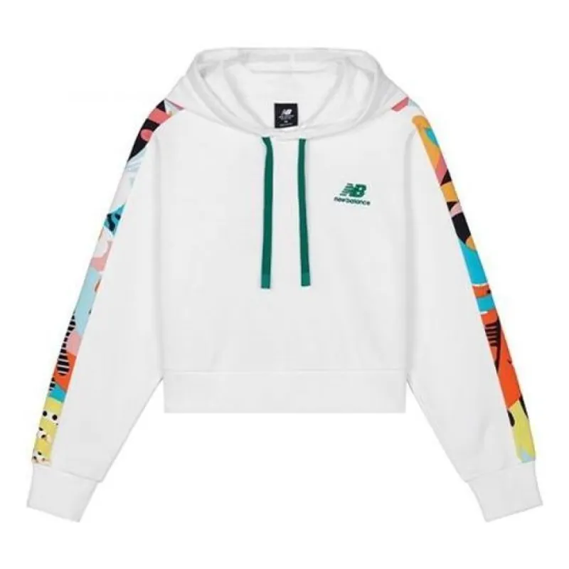 (WMNS) New Balance Graphic Print Sleeves Hoodie 'White Multi' AWT03341-MUN sold by KicksCrew