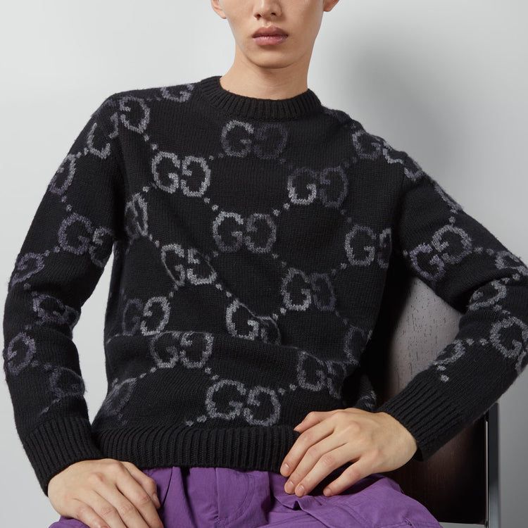 Gucci Wool Jumper With GG Intarsia 'Black' 770509-XKDSJ-1152 sold by KicksCrew product image thumbnail 2