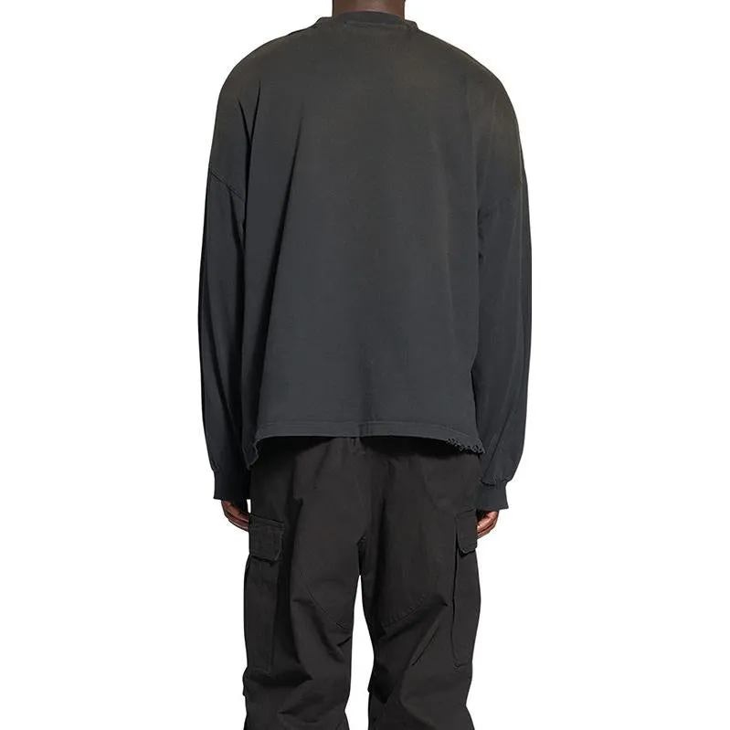 Balenciaga Embroidered BB Sleeve Crewneck Sweater 'Washed Black White' 699191TMVG79034 sold by KicksCrew product image thumbnail 4