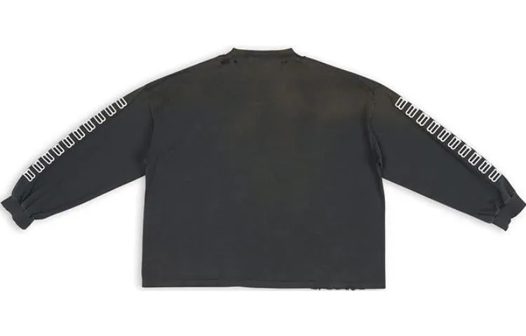 Balenciaga Embroidered BB Sleeve Crewneck Sweater 'Washed Black White' 699191TMVG79034 sold by KicksCrew product image thumbnail 2