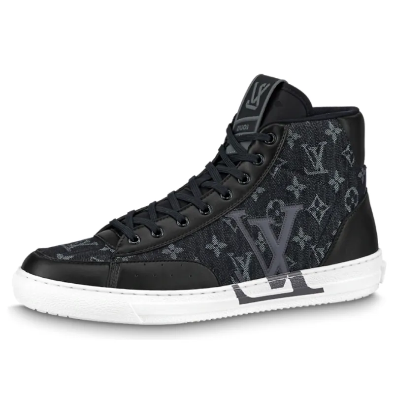 LOUIS VUITTON LV Charlie Ankle Sneakers 'Black Monogram' 1AARCE sold by KicksCrew