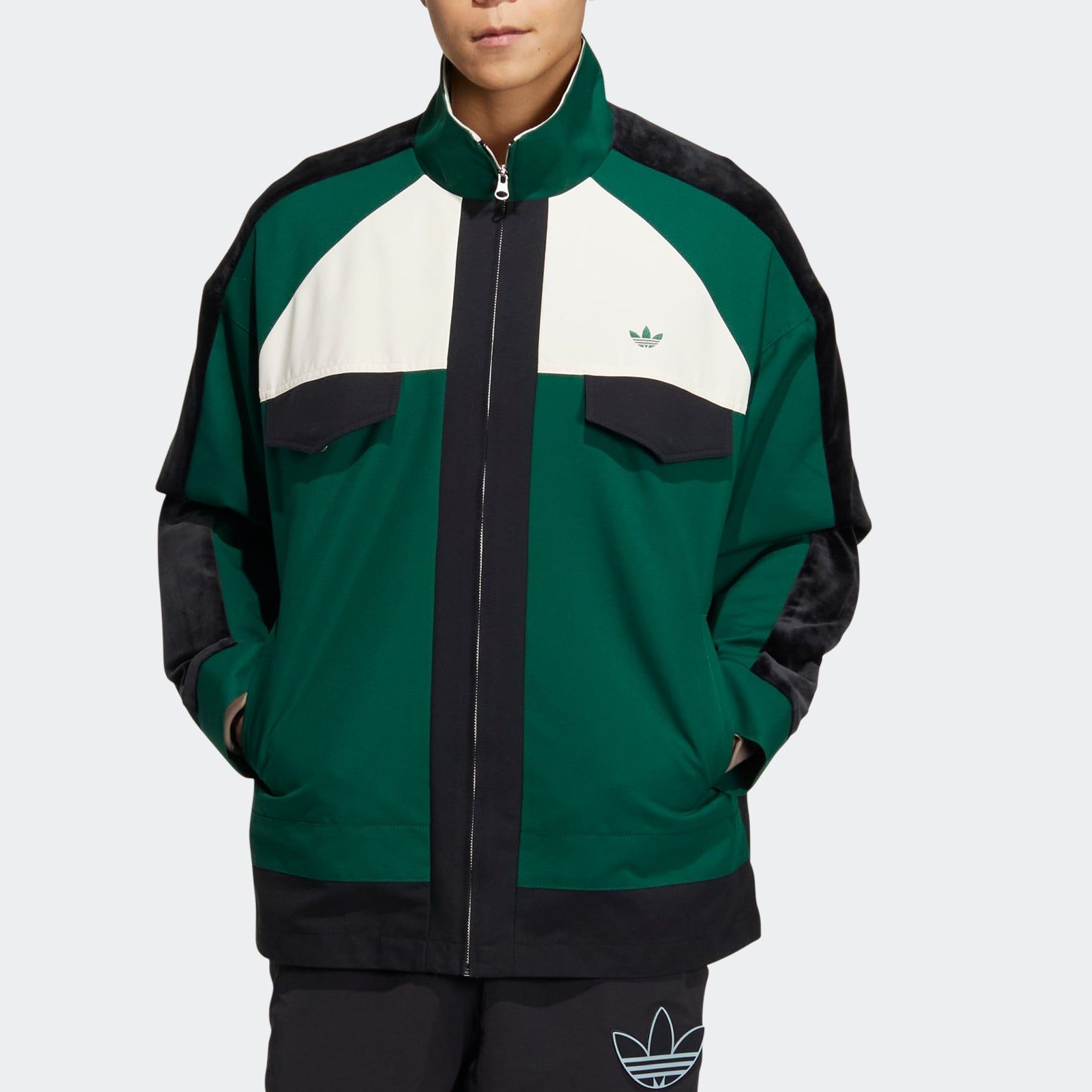 ブルゾン adidas originals ANTI-UNIVERSITY JACKET adidas originals Anti University Jacket 'Black Green' HY7238
