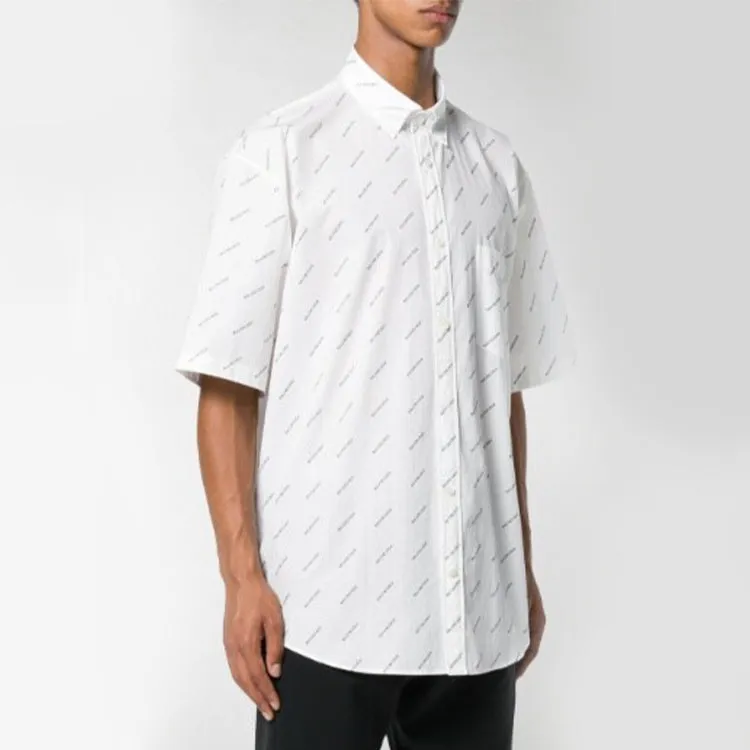 Balenciaga All Over Logo Shirt 'White Black' 534332TBL969040 sold by KicksCrew product image thumbnail 3