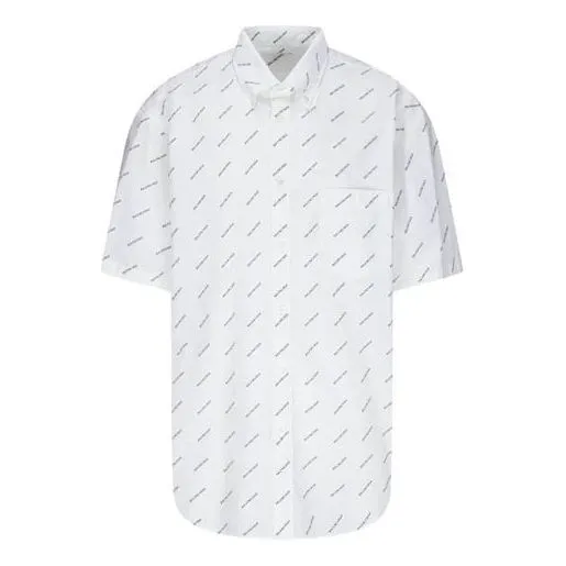 Balenciaga All Over Logo Shirt 'White Black' 534332TBL969040 sold by KicksCrew