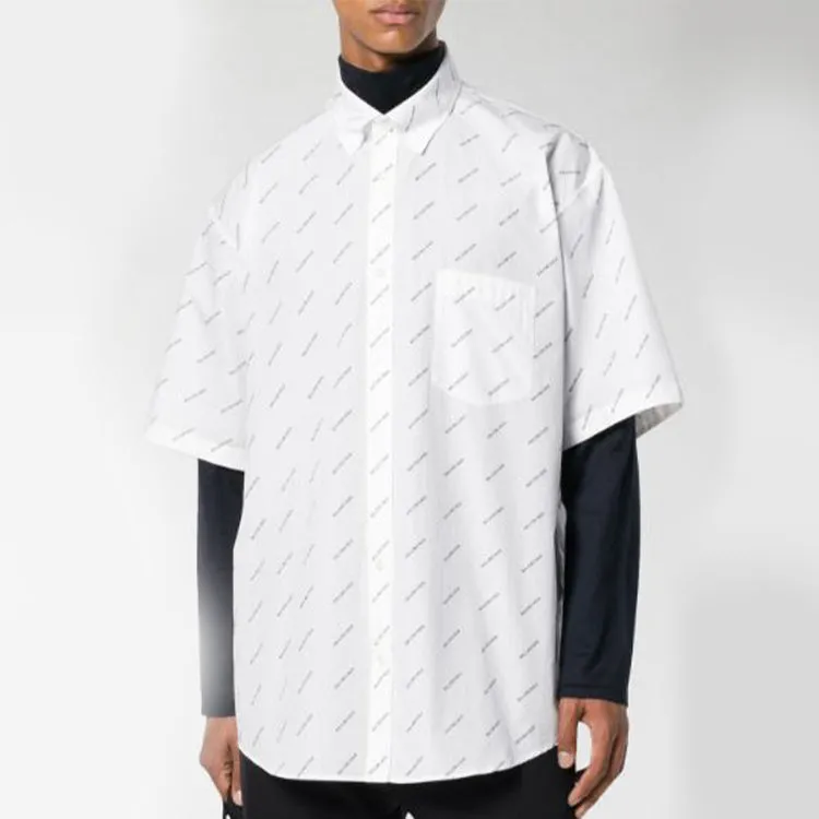 Balenciaga All Over Logo Shirt 'White Black' 534332TBL969040 sold by KicksCrew product image thumbnail 4