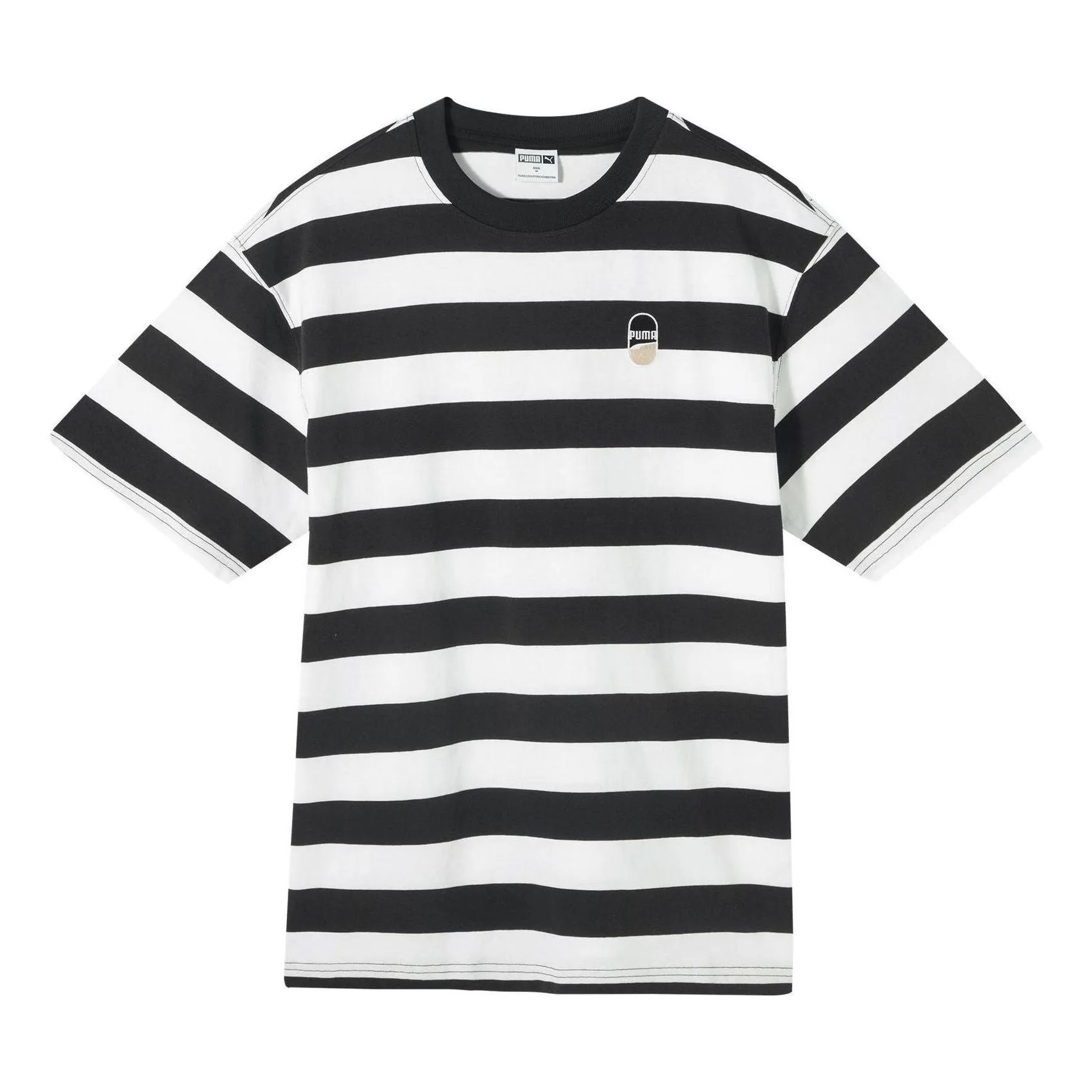PUMA Downtown Striped T-shirt 'Black White' 630115-01 sold by KicksCrew