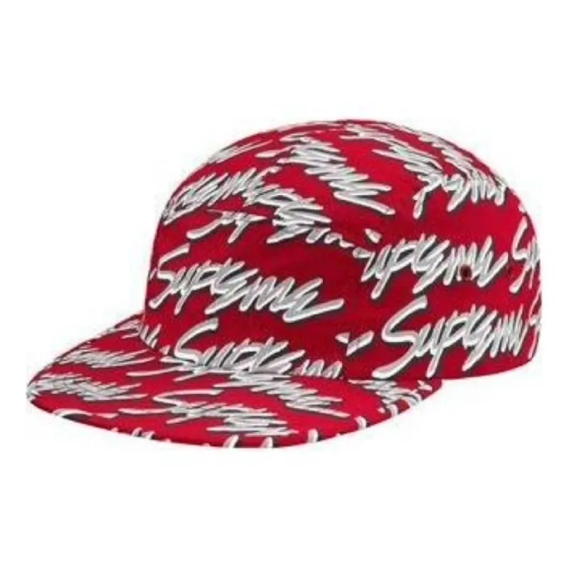 Supreme Signature Script Logo Camp Cap 'Red White' SUP-SS19-146 sold by KicksCrew