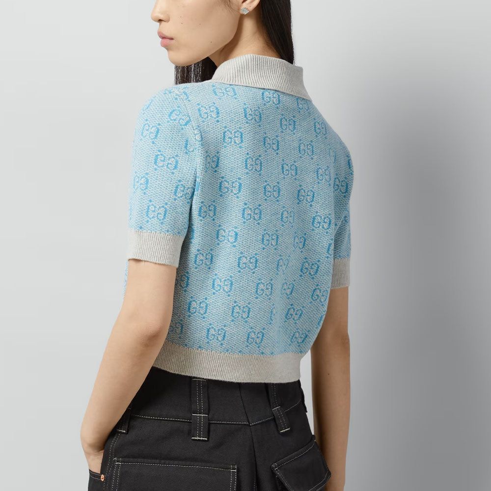 (WMNS) Gucci GG Wool Jacquard Polo 'Light Blue' 773631-XKDK5-4576 sold by KicksCrew product image thumbnail 3