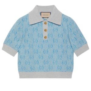 (WMNS) Gucci GG Wool Jacquard Polo 'Light Blue' 773631-XKDK5-4576 sold by KicksCrew