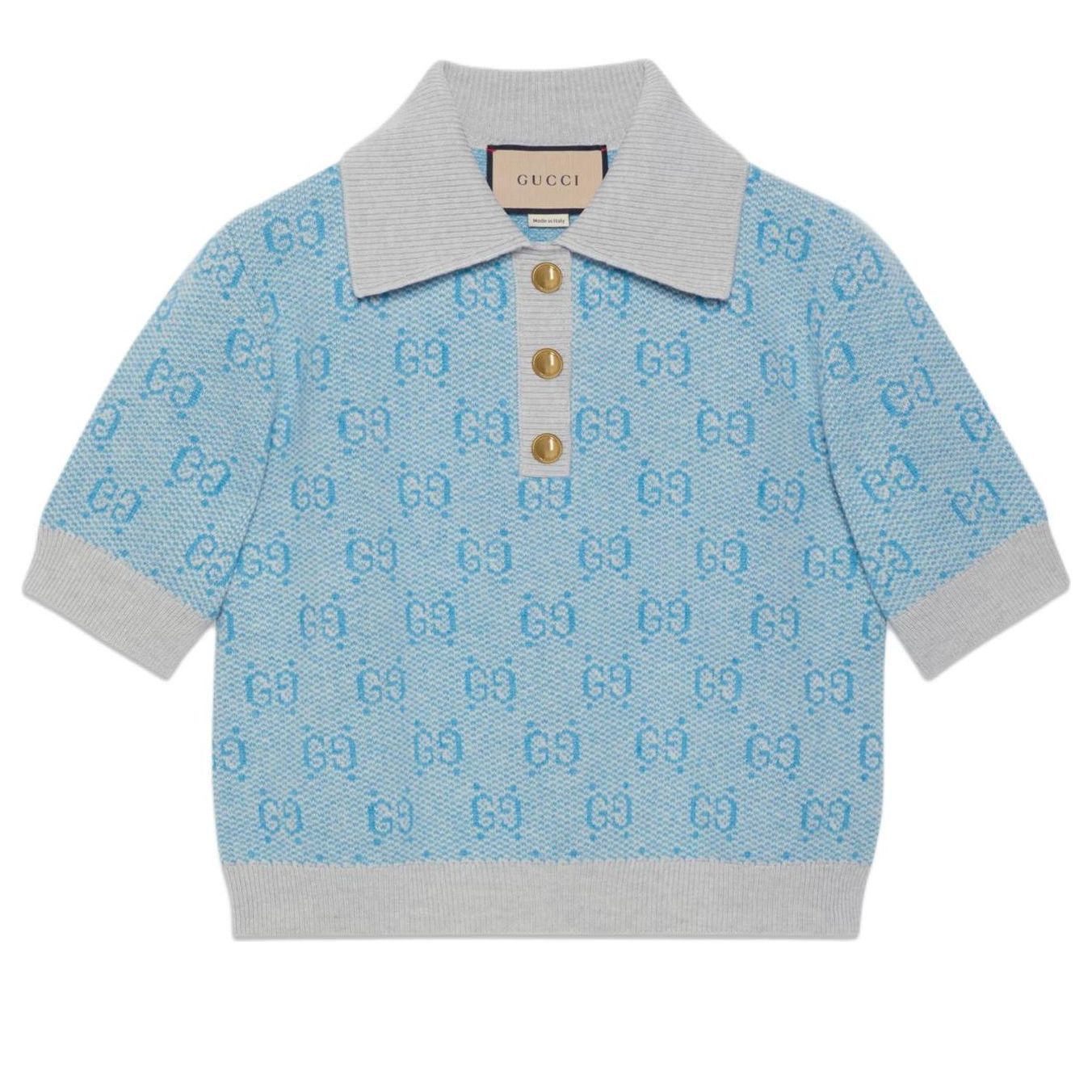 (WMNS) Gucci GG Wool Jacquard Polo 'Light Blue' 773631-XKDK5-4576 sold by KicksCrew
