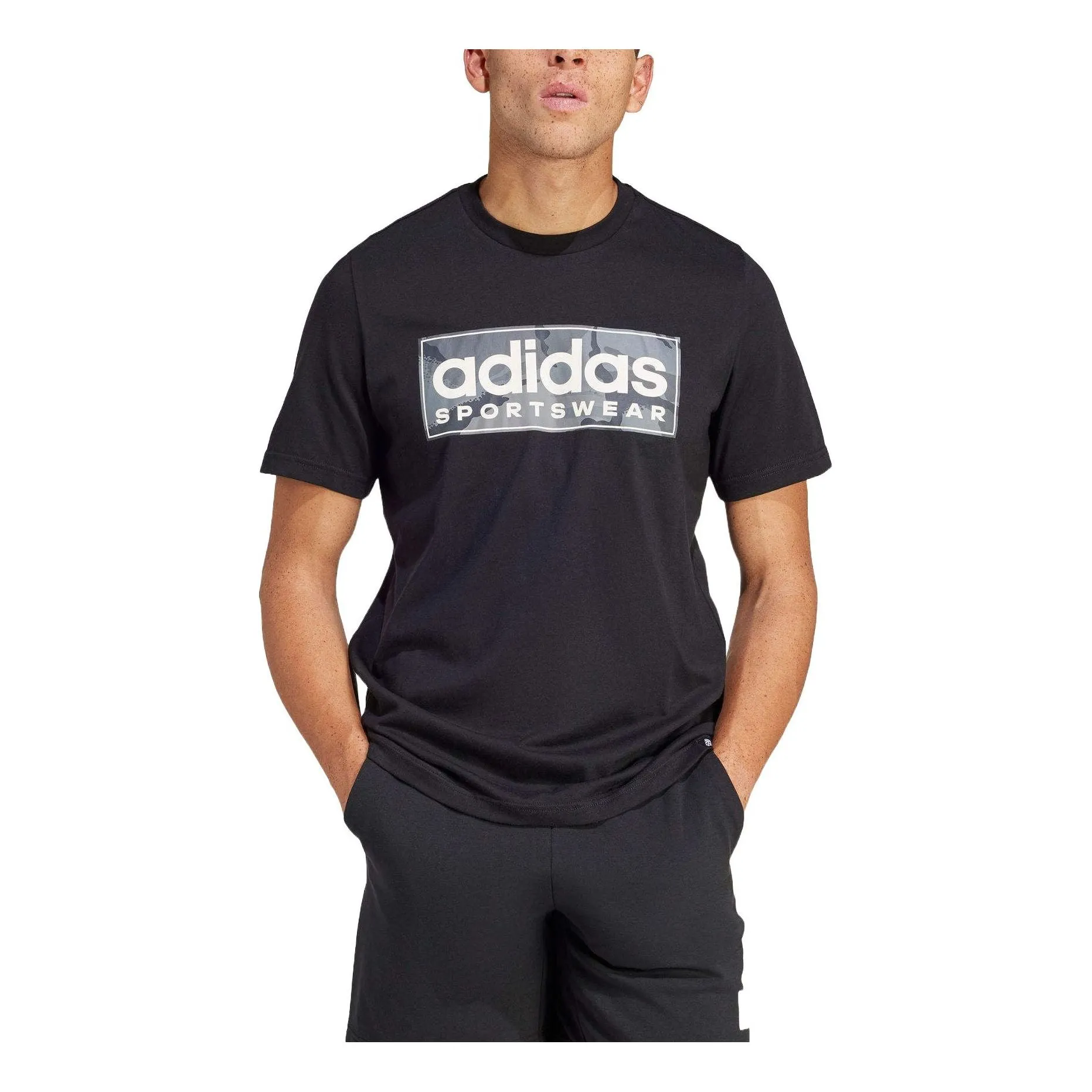 adidas Camo Linear Graphic T-Shirt 'Black' IR5825 sold by KicksCrew