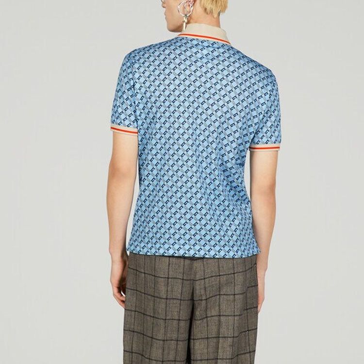 Gucci Geometric G Cotton Piquet Polo Shirt 'Light Blue' 742385-XJFGF-4311 sold by KicksCrew product image thumbnail 3