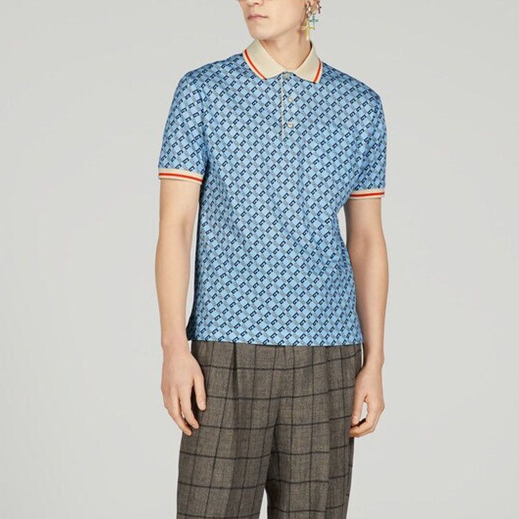 Gucci Geometric G Cotton Piquet Polo Shirt 'Light Blue' 742385-XJFGF-4311 sold by KicksCrew product image thumbnail 4