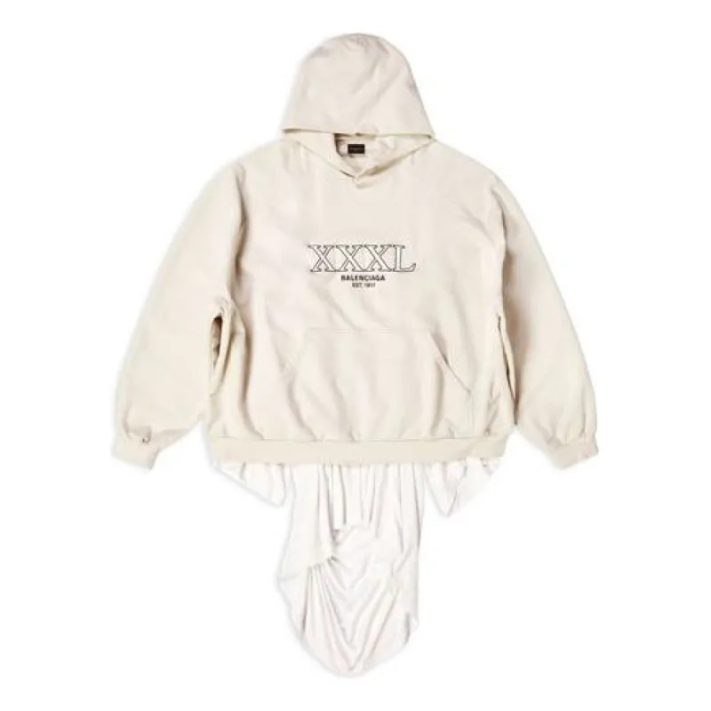 Balenciaga XXXL Patched T-Shirt Hoodie Oversized 'Ecru' 720406TNVD99784 sold by KicksCrew
