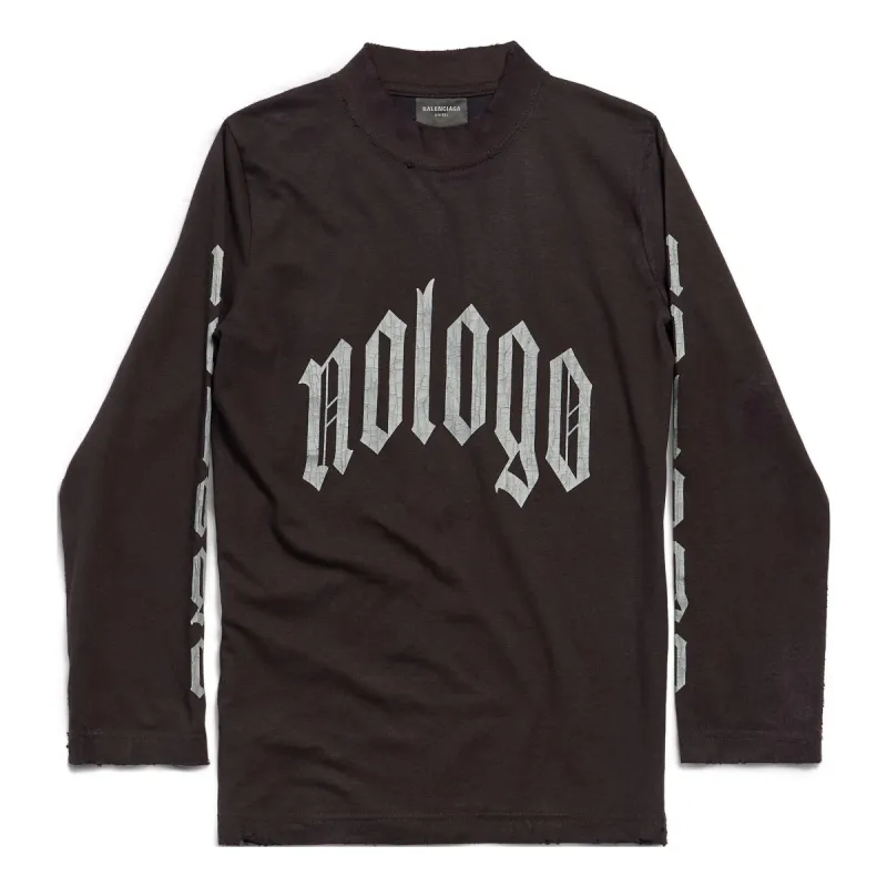 (WMNS) Balenciaga Nologo Long Sleeve T-shirt 'Black Grey' 788244TQVK51200 sold by KicksCrew