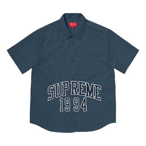 Supreme Arc Logo S/S Work Shirt 'Teal White' SUP-SS20-148 sold by KicksCrew
