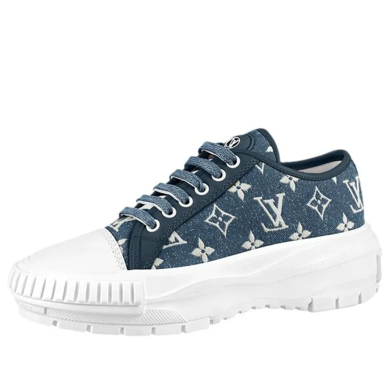 (WMNS) LOUIS VUITTON LV Squad Sneakers 'Denim Monogram' 1A9S01 sold by KicksCrew