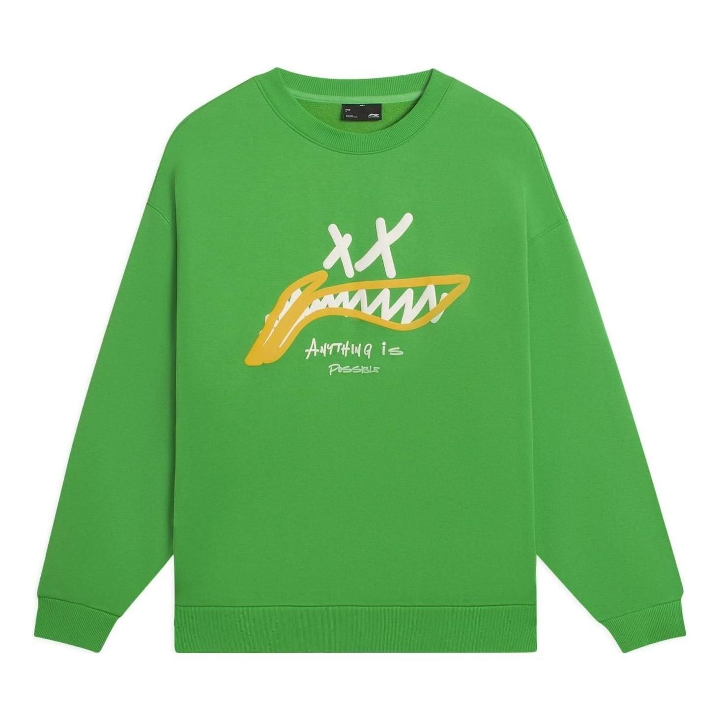 Li-Ning Anything Is Possible Graphic Sweatshirt 'Green' AWDSG91-3 sold by KicksCrew