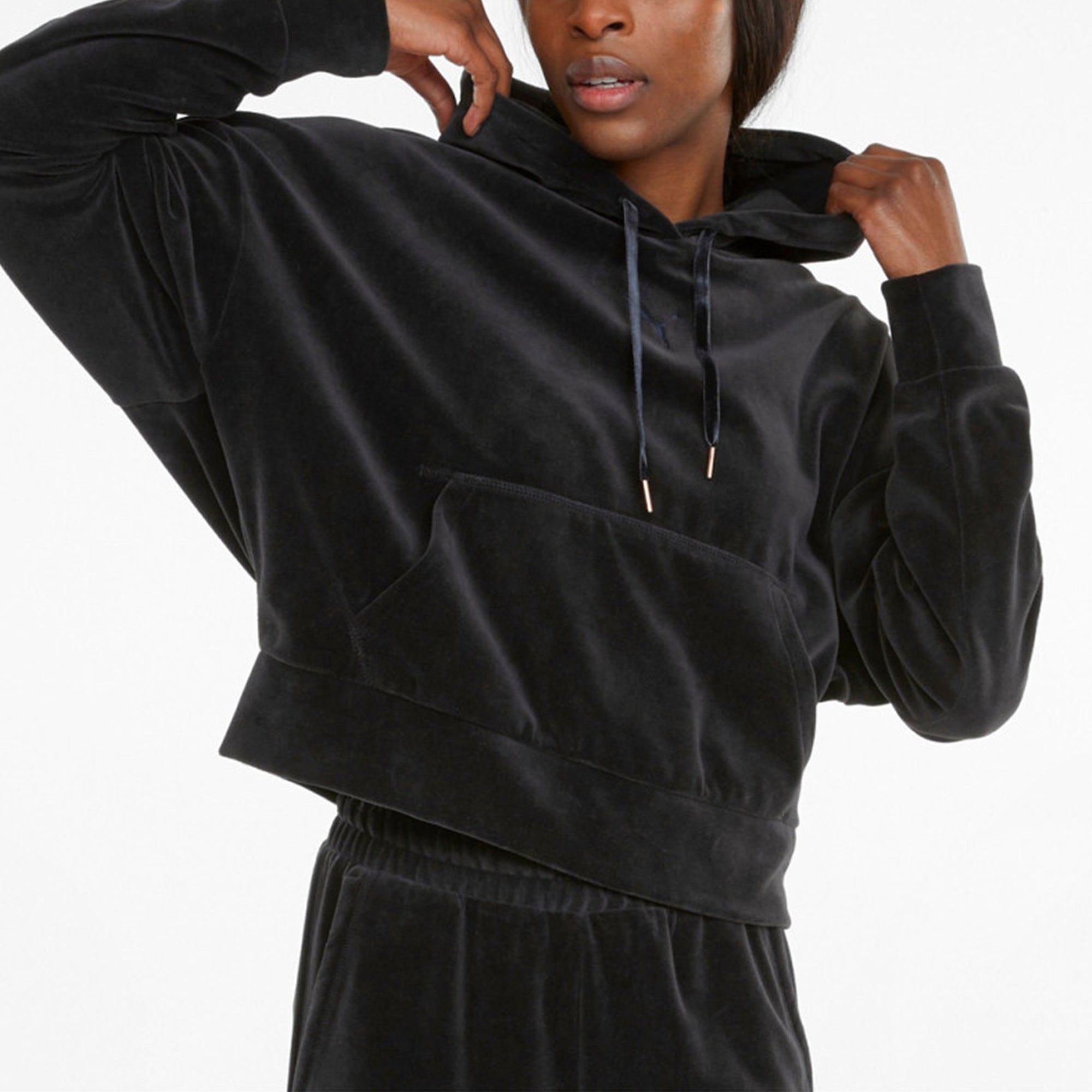 (WMNS) Puma Her Velour Hoodie 'Black' 846417-01 sold by KicksCrew product image thumbnail 4