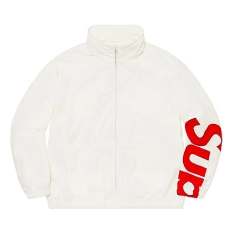 Supreme Spellout Track Jacket 'White Red' SUP-SS21-407 sold by KicksCrew