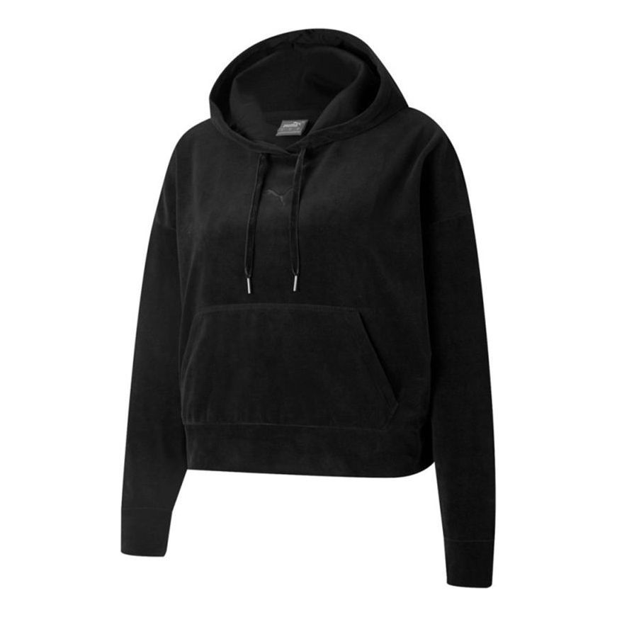 (WMNS) Puma Her Velour Hoodie 'Black' 846417-01 sold by KicksCrew