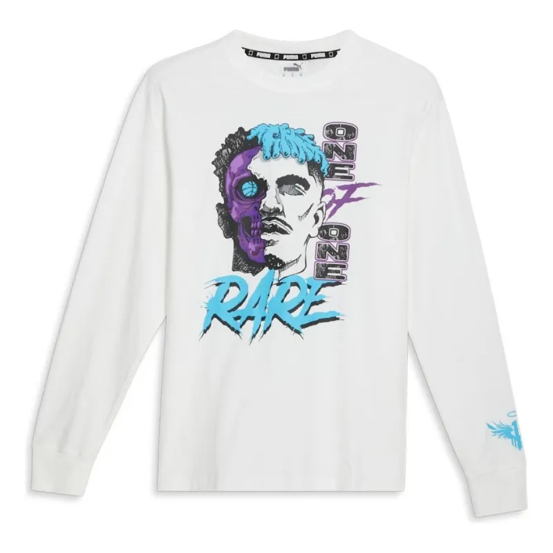 PUMA x MELO Blue Hive Long Sleeve Basketball T-shirt 'White' 625147-01 sold by KicksCrew