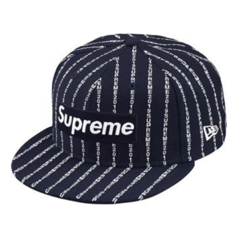 Supreme Text Stripe New Era 'Navy White' SUP-SS19-175 sold by KicksCrew