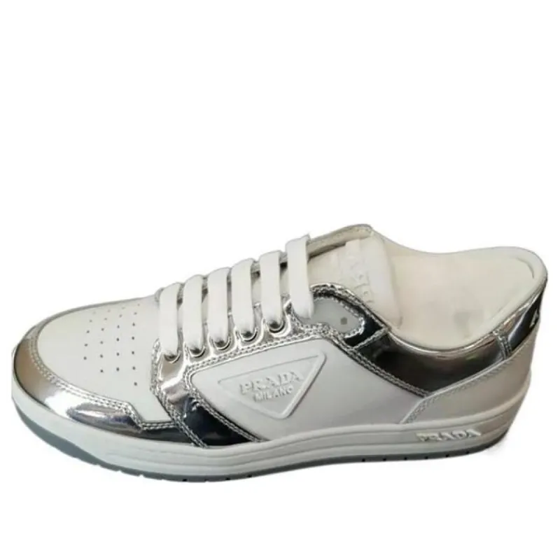 (WMNS) PRADA District Leather Sneakers 'White Silver' 1E790M_3LJ6_F0J36 sold by KicksCrew