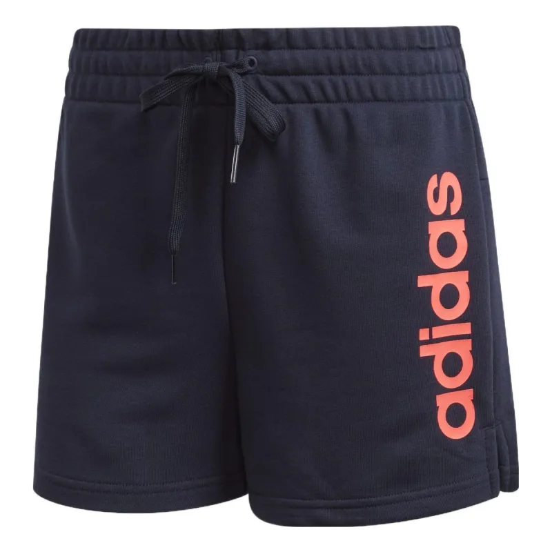 (WMNS) adidas Essentials Linear Logo Shorts 'Blue Red' GD3014 sold by KicksCrew