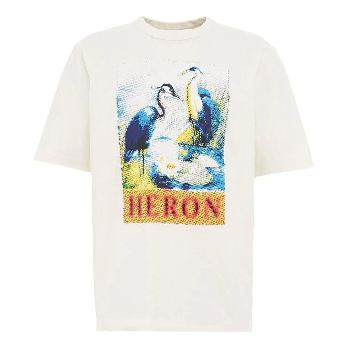 HERON PRESTON FW22 Halftone Heron T-shirt 'White Navy Blue' HMAA032F22JER0140146 sold by KicksCrew