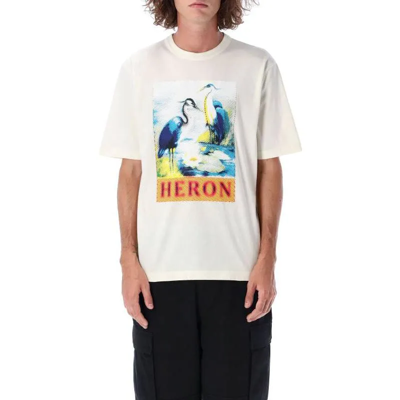 HERON PRESTON FW22 Halftone Heron T-shirt 'White Navy Blue' HMAA032F22JER0140146 sold by KicksCrew product image thumbnail 3