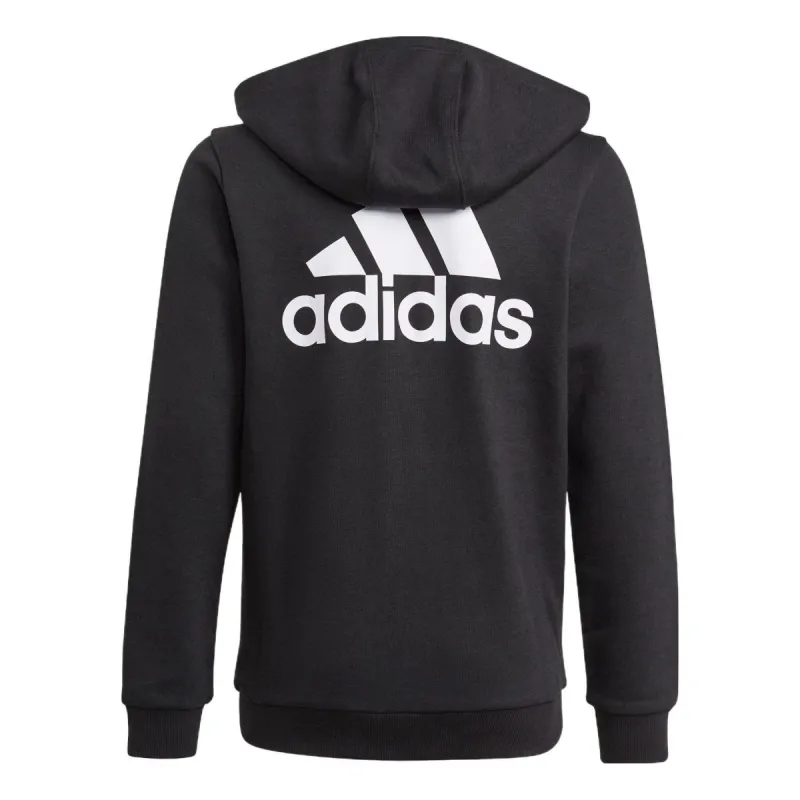 (GS) adidas Essentials Full-Zip Hoodie Asia Sizing 'Black White' GN4020 sold by KicksCrew