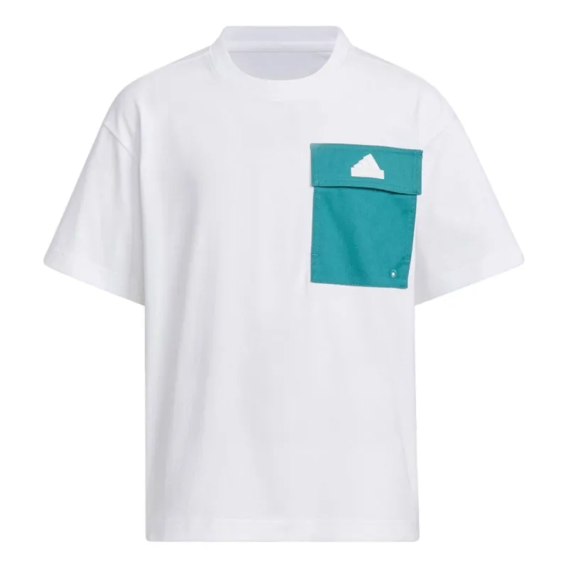 (GS) adidas Sportswear T-Shirt 'White Teal' IT4026 sold by KicksCrew