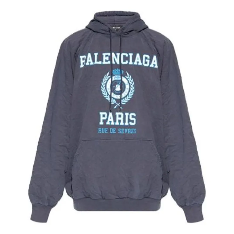 Balenciaga Est. 1917 College Logo Print Hoodie 'Navy' 697879TMV964140 sold by KicksCrew
